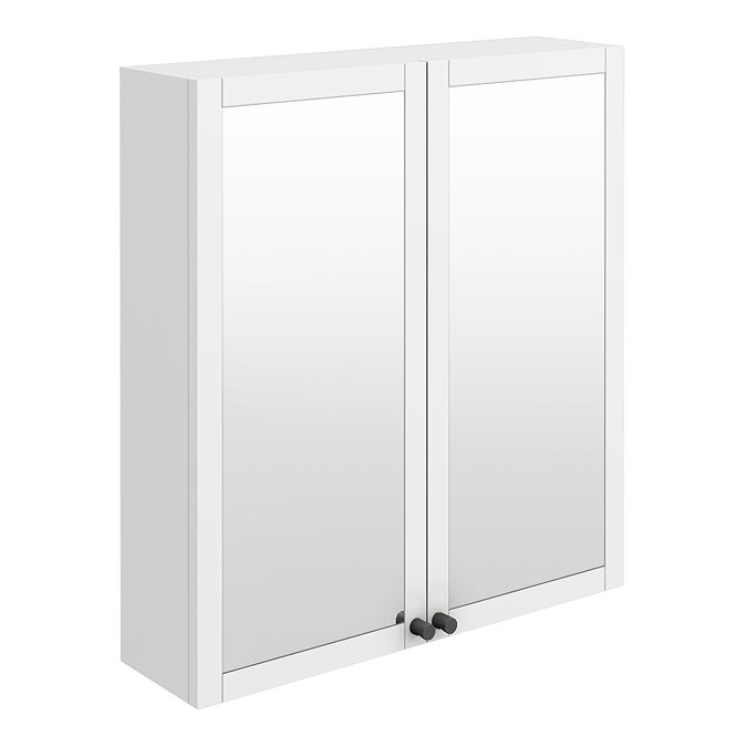 Montrose 600mm White Mirrored Cabinet with Matt Black Handles