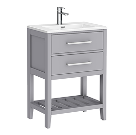 Montrose 610mm Dove Grey Vanity Unit with Chrome Handles and Slatted Shelf