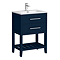 Montrose 610mm Indigo Blue Vanity Unit with Chrome Handles and Slatted Shelf