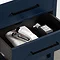 Montrose 610mm Indigo Blue Vanity Unit with Matt Black Handles and Slatted Shelf