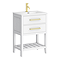 Montrose 610mm White Vanity Unit with Brushed Brass Handles and Slatted Shelf