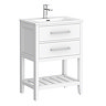 Montrose 610mm White Vanity Unit with Chrome Handles and Slatted Shelf