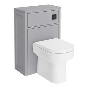 Montrose Dove Grey 585mm Wide WC Unit with Cistern, Matt Black Flush + Modern Pan