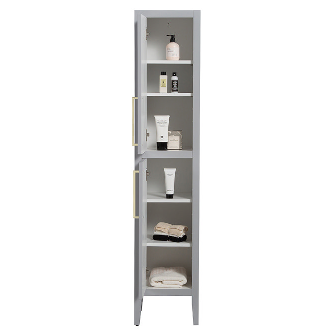  Montrose Dove Grey Tall Storage Unit with Brushed Brass Handles