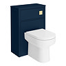Montrose Indigo Blue 585mm Wide WC Unit with Cistern, Brushed Brass Flush + Modern Pan