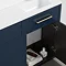 Montrose Indigo Blue Combination Vanity and WC Unit with Brushed Brass Handles and Flush