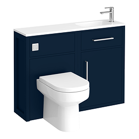 Montrose Indigo Blue Combination Vanity and WC Unit with Chrome Handles and Flush