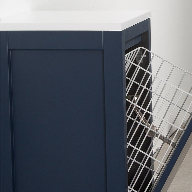 Montrose Indigo Blue Laundry Unit with Brushed Brass Handle