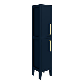 Montrose Indigo Blue Tall Storage Unit with Brushed Brass Handles