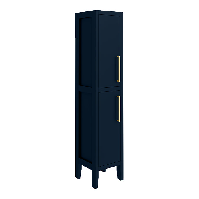 Montrose Indigo Blue Tall Storage Unit with Brushed Brass Handles