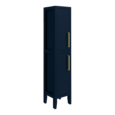 Montrose Indigo Blue Tall Storage Unit with Brushed Brass Handles