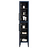 Montrose Indigo Blue Tall Storage Unit with Matt Black Handles
