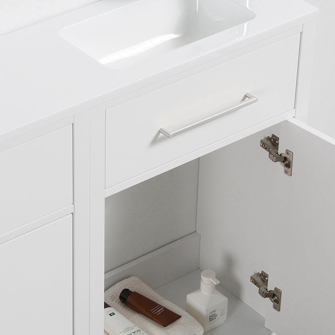 Montrose White Combination Vanity and WC Unit with Chrome Handles and Flush