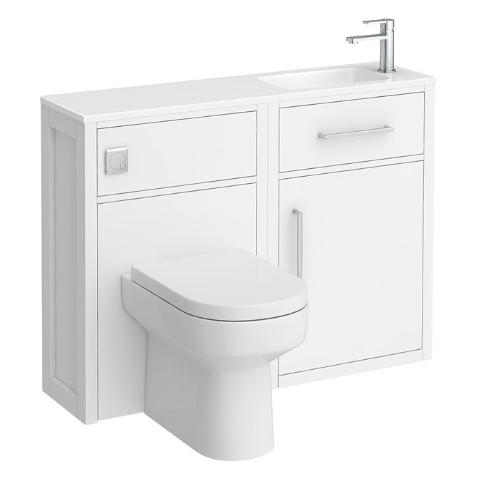Montrose White Combination Vanity and WC Unit with Chrome Handles and Flush