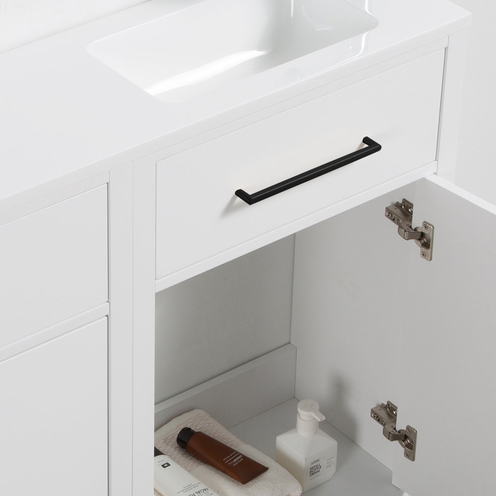 Montrose White Combination Vanity and WC Unit with Matt Black Handles