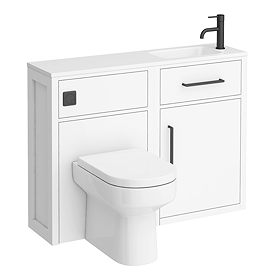 Montrose White Combination Vanity and WC Unit with Matt Black Handles and Flush