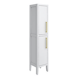 Montrose White Tall Storage Unit with Brushed Brass Handles