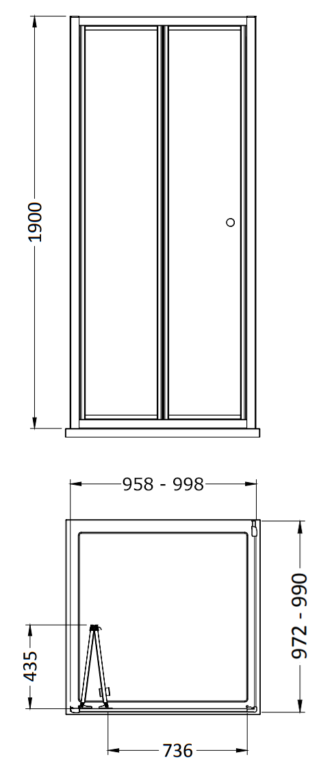 Monza 1000 x 1000mm Bi-Fold Door Shower Enclosure + Pearlstone Tray