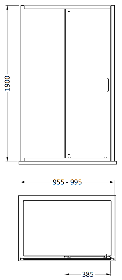 Monza 1000 x 1900 Sliding Shower Door