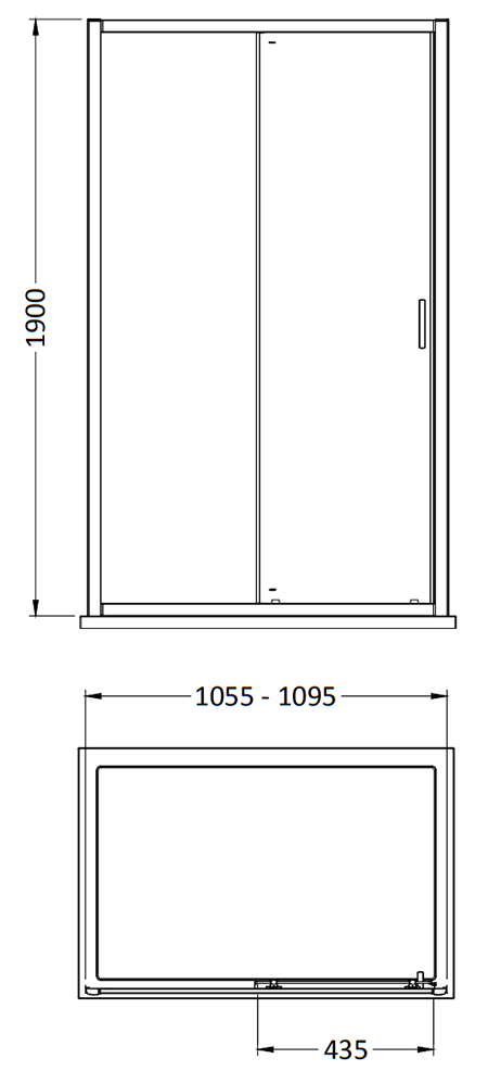 Monza 1100 x 1900 Sliding Shower Door