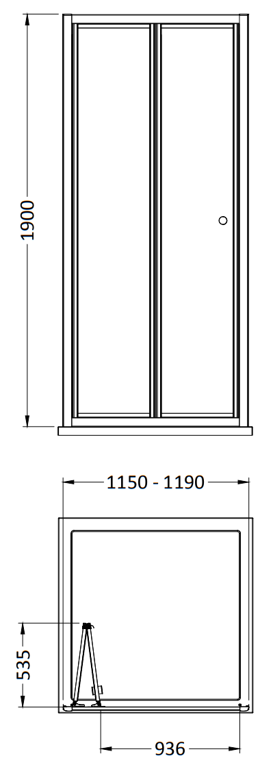 Monza 1200 x 1900 Bi-Fold Shower Door