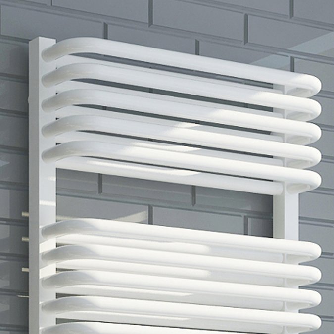 Monza 1269 x 500 White Designer D-Shaped Heated Towel Rail  Profile Large Image