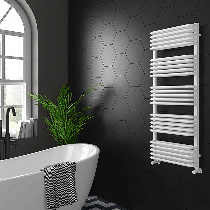 Monza Heated Towel Rail (500 x 1270mm D-Shaped White)