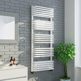 Monza 1269 x 500 White Designer D-Shaped Heated Towel Rail Medium Image