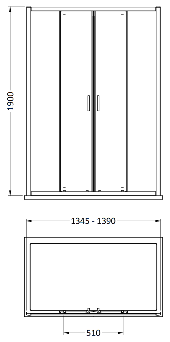 Monza 1400 x 1900 Double Sliding Shower Door