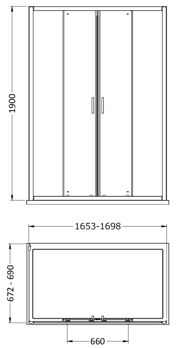 Monza 1700 x 700 x 1900mm Double Sliding Door Shower Enclosure with Pearlstone Tray