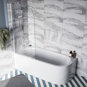 Monza 1700 x 750 Curved Free Standing Corner Bath with Screen Large Image