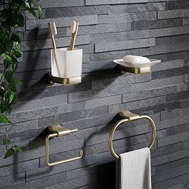Monza 4-Piece Bathroom Accessory Pack - Brushed Brass