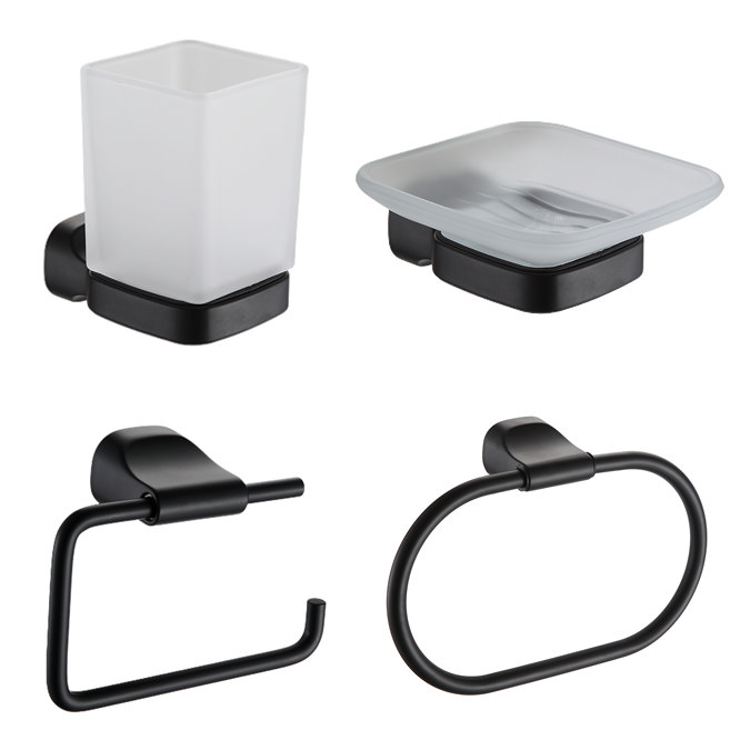 Monza 4-Piece Bathroom Accessory Pack - Matt Black