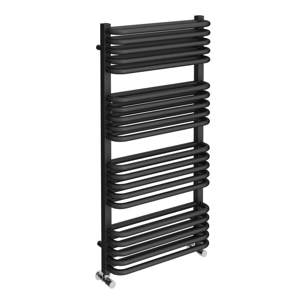 Monza 500 x 1000 Anthracite Designer D-Shaped Heated Towel Rail  Profile Large Image