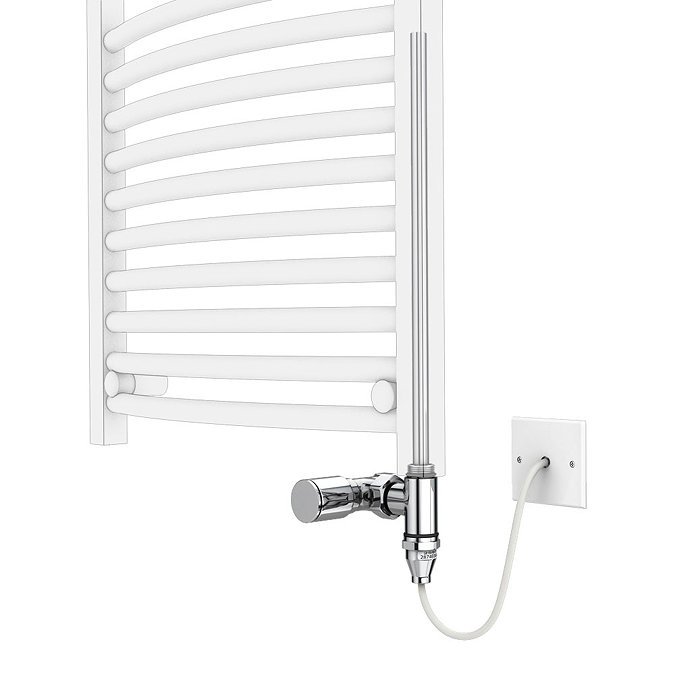 Monza 500 x 1120mm Oval Heated Towel Rail (incl. Valves + Electric Heating Kit)  Profile Large Image