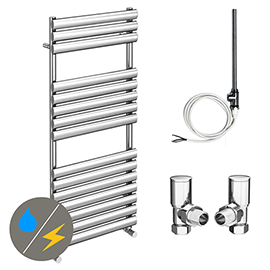 Monza 500 x 1120mm Oval Heated Towel Rail (incl. Valves + Electric Heating Kit) Medium Image