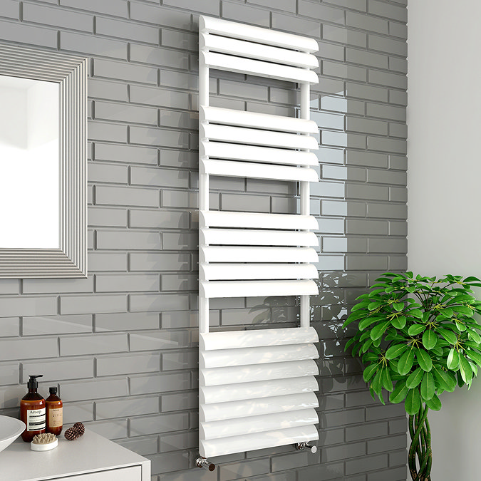 Monza 500 x 1500mm Venetian Style White Designer Towel Rail Large Image