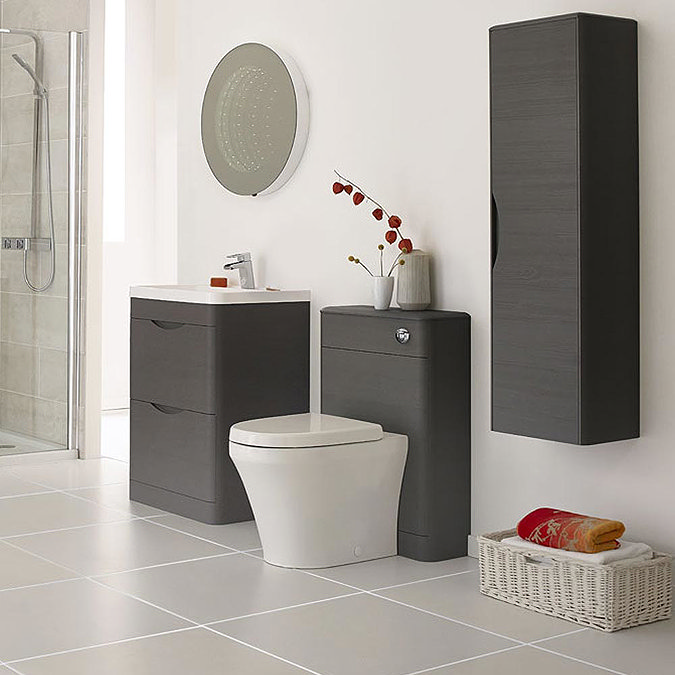 Monza 550mm Wide WC Unit (Stone Grey Woodgrain - Depth 200mm) Profile Large Image