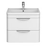 Radius Wall Hung 2 Drawer Vanity Unit with Chrome Handles W600 x D445mm – Gloss White