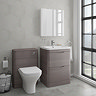 Monza 600mm Floor Standing Vanity Unit (Stone Grey Woodgrain - Depth 450mm)  In Bathroom Large Image