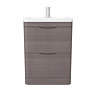 Monza 600mm Floor Standing Vanity Unit (Stone Grey Woodgrain - Depth 450mm)  In Bathroom Large Image