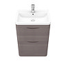 Monza 600mm Floor Standing Vanity Unit (Stone Grey Woodgrain - Depth 450mm)  Newest Large Image