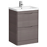 Monza 600mm Floor Standing Vanity Unit (Stone Grey Woodgrain - Depth 450mm) Large Image