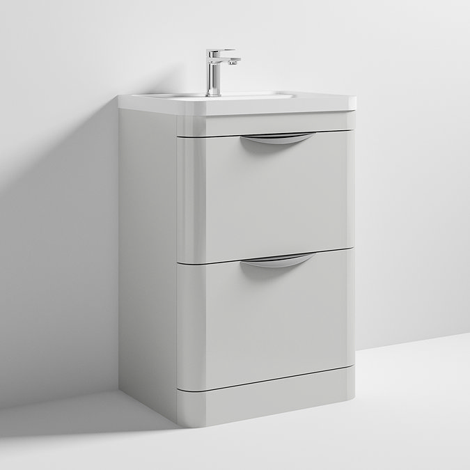 Monza 600mm Grey Mist Floor Standing Vanity Unit with Basin Standard Large Image