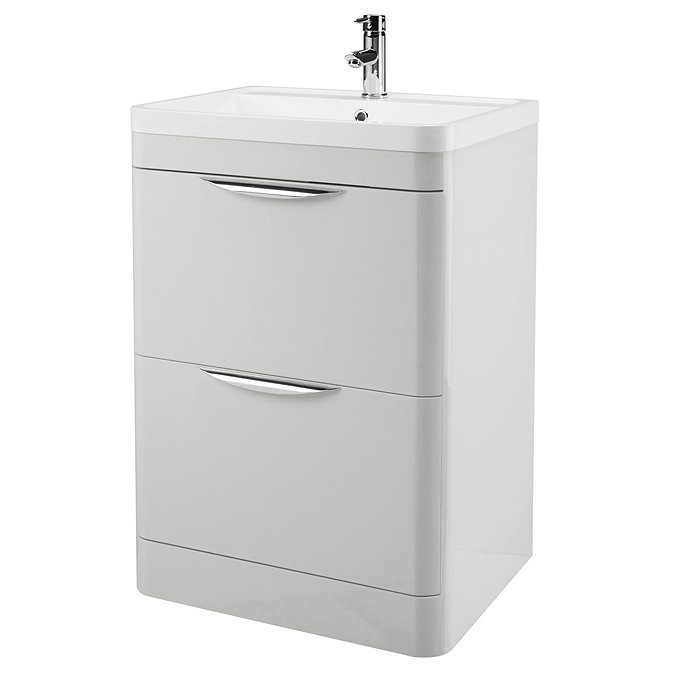 Monza 600mm Grey Mist Floor Standing Vanity Unit with Basin Large Image