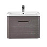 Monza 600mm Wall Hung 1 Drawer Vanity Unit (Stone Grey Woodgrain - Depth 450mm)  Profile Large Image