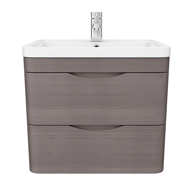 Monza 600mm Wall Hung 2 Drawer Vanity Unit (Stone Grey Woodgrain - Depth 450mm)  Standard Large Imag