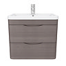 Monza 600mm Wall Hung 2 Drawer Vanity Unit (Stone Grey Woodgrain - Depth 450mm)  Standard Large Imag