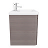 Monza 600mm Wall Hung 2 Drawer Vanity Unit (Stone Grey Woodgrain - Depth 450mm)  In Bathroom Large I