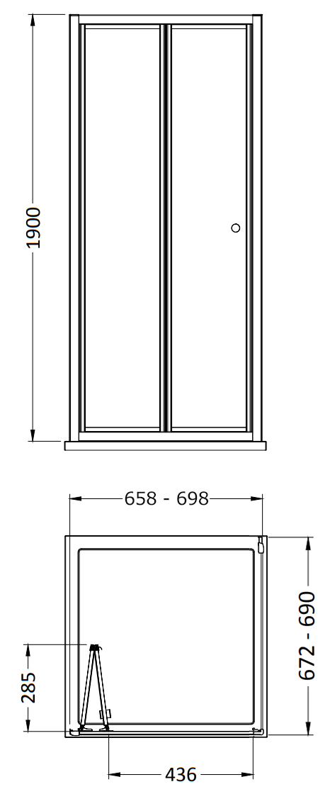 Monza 700 x 700mm Bi-Fold Door Shower Enclosure + Pearlstone Tray